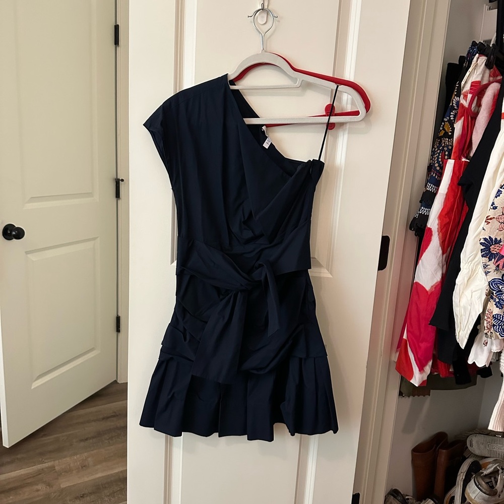 Derek Lam navy One Shoulder Cocktail Sundress